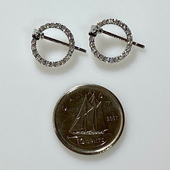 Sterling Silver Cubic Zirconia Circle Stud Earrings - Picture 10 of 10